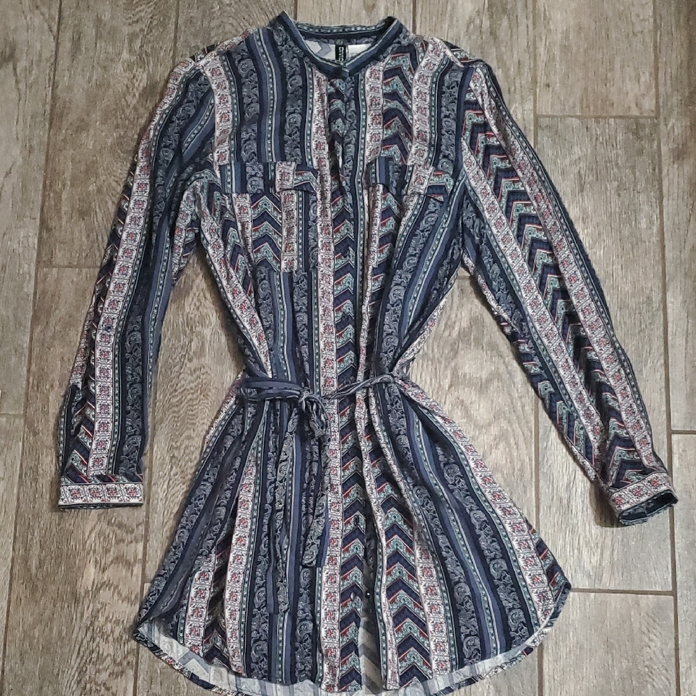 Navy Patterned Women's Dress